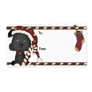Étiquette noir de cadeau de bas de chiot et de