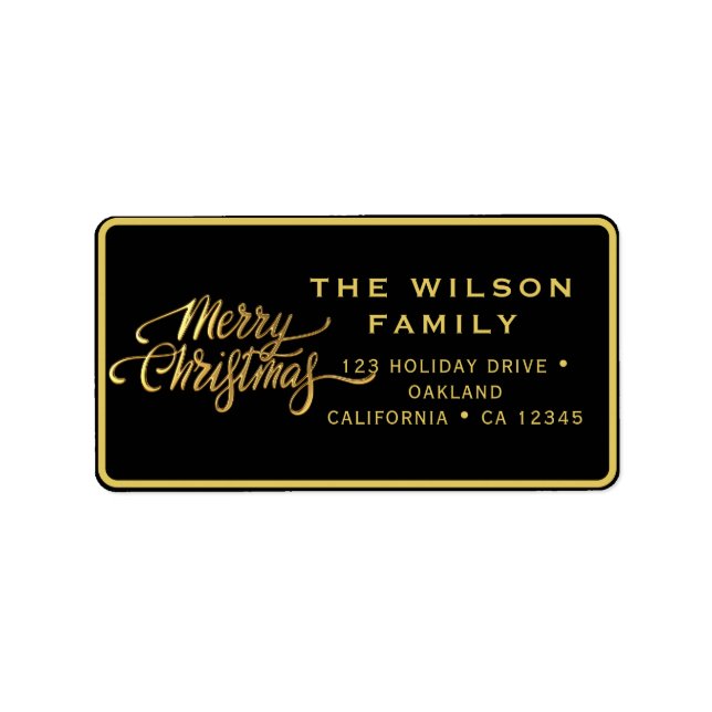 Étiquette Noir de Noël moderne (Devant)