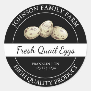 Étiquette noir d'oeuf de caille frais de ferme