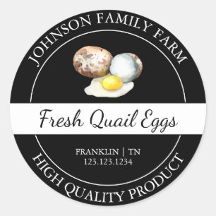 Étiquette noir d'oeuf de caille frais de ferme