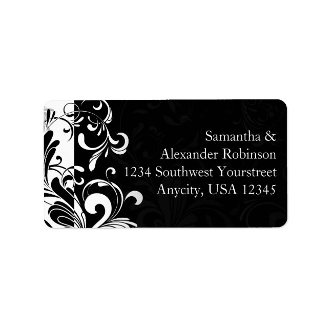 Étiquette Noir et blanc contemporain (Devant)