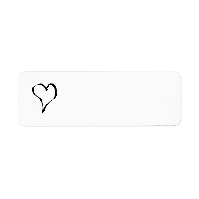 Étiquette Noir et Blanc Love Heart Design. (Devant)