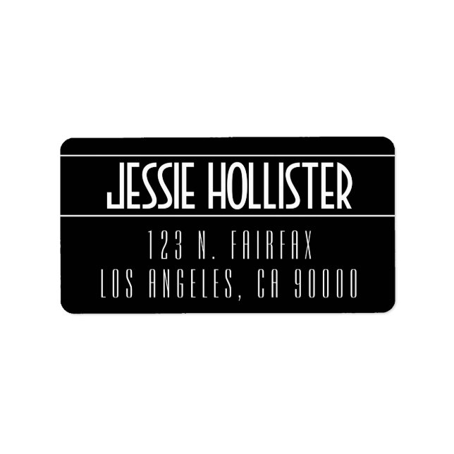 Étiquette Noir et blanc moderne (Devant)