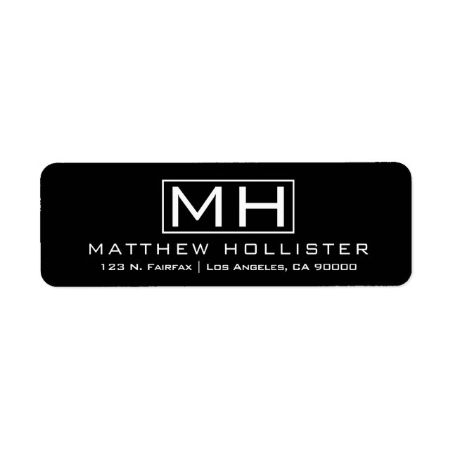Étiquette Noir et blanc moderne (Devant)