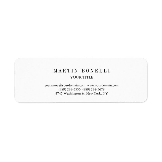 Étiquette Noir et blanc professionnel mince (Devant)