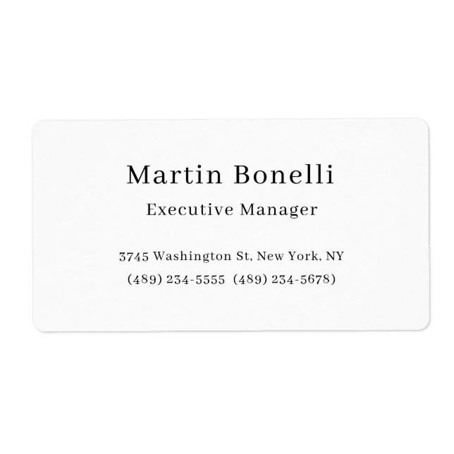 Étiquette Noir et blanc tendance minimal simple (Devant)