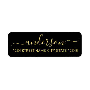 Étiquette Noir moderne et adresse de retour de manuscrit