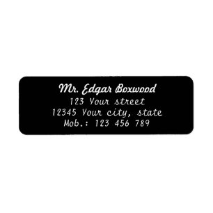 Étiquette Noir simple d'adresse de retour