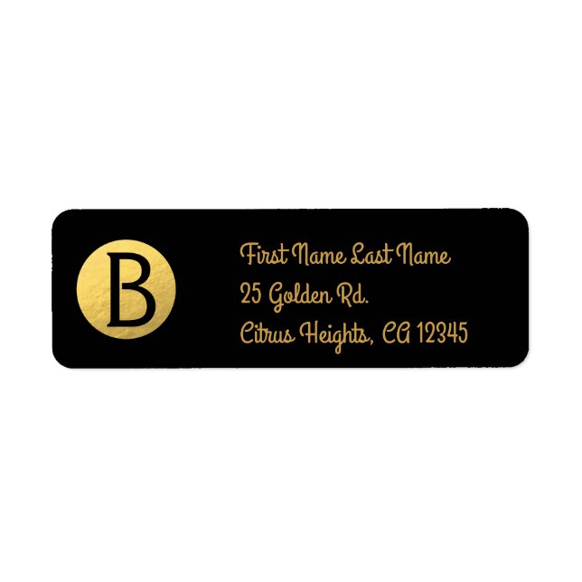 Étiquette Noir (toute couleur) Moderne Monogramme Chic Feuil (Devant)