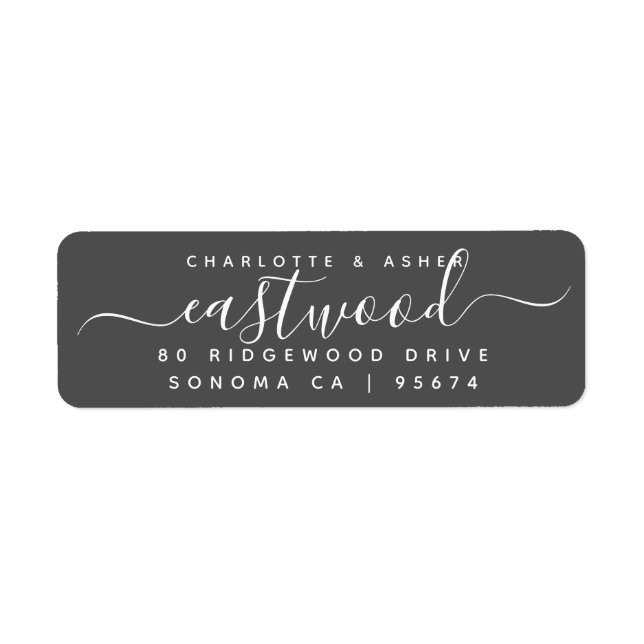 Étiquette Nom de couple blanc sur noir (Devant)