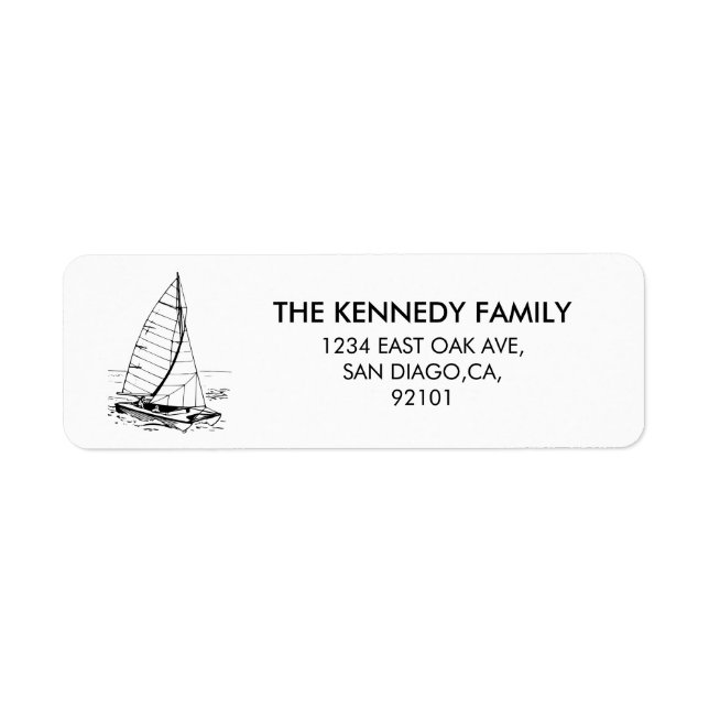 Étiquette Nom De Famille Du Voilier Noir Et Blanc (Devant)
