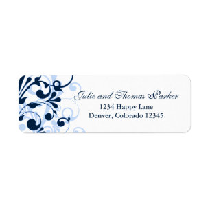 Étiquette Nom de l'adresse de retour du Mariage bleu Floral