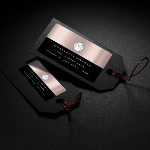 Étiquette Nom de l'adresse du monogramme Rose minimal noir R