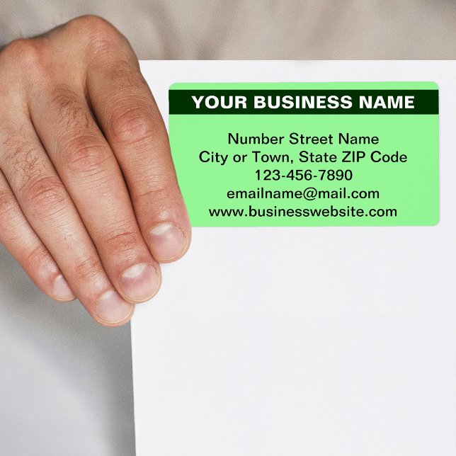Étiquette Nom de l'entreprise mis en évidence sur un envoi v (Light green shipping label with your highlighted business name)