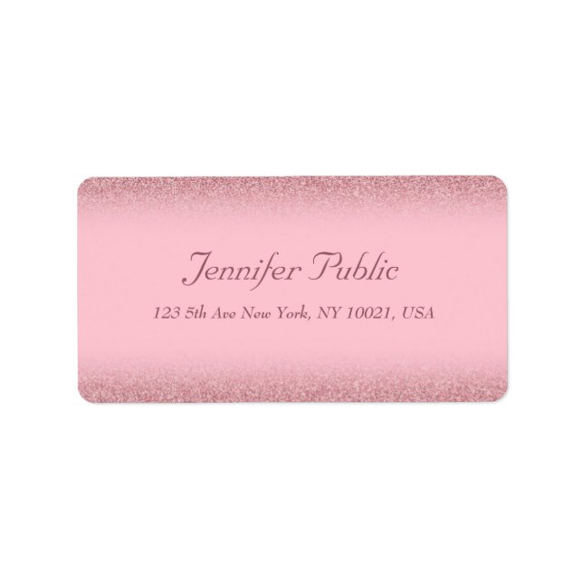 Étiquette Nom de script manuscrit Modèle Rose Parties scinti (Devant)