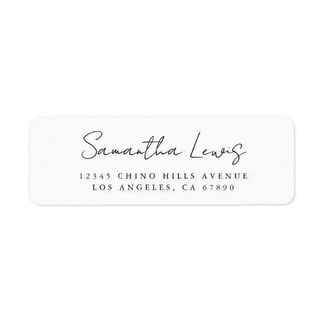 Étiquette Nom de script manuscrit simple Adresse de retour (Devant)