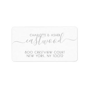 Étiquette Nom du couple Mariage gris Monogramme Adresse de r