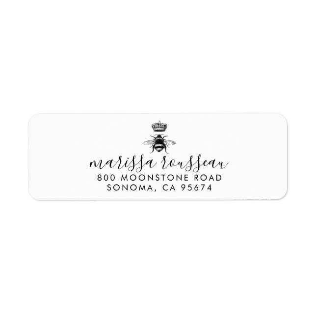 Étiquette Nom du script manuscrit du logo Queen Bee (Devant)