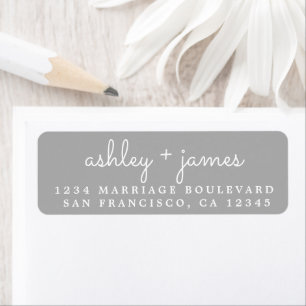 Étiquette Nom élégant Mariage gris Adresse de retour