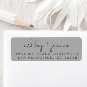 Étiquette Nom élégant Mariage gris Adresse de retour