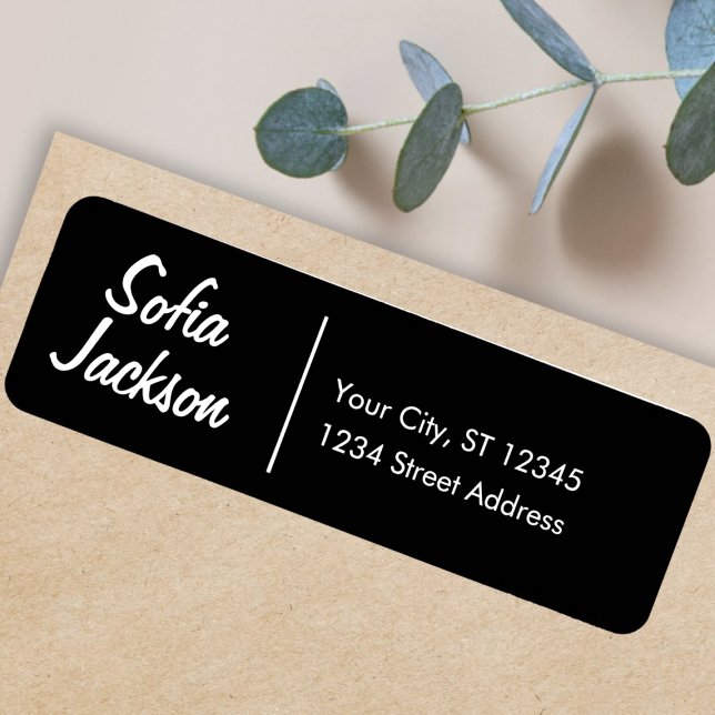 Étiquette Nom noir unique Topographie Adresse de retour (Créateur téléchargé)