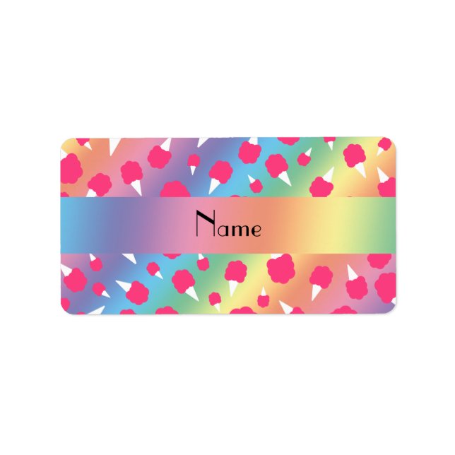Étiquette Nom personnalisé rainbow coton bonbon (Devant)