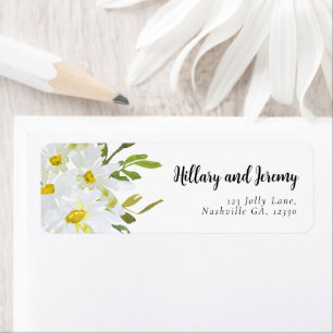 Étiquette Nom White Daisy Baby shower Adresse de retour