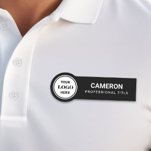 Étiquette nominative avec logo de la société noire