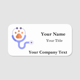 Étiquette nominative avec logo de vétérinaire text