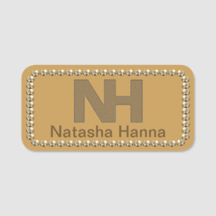 Étiquette nominative en or Natasha Hanna 1,5" Blin