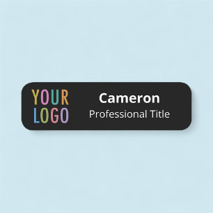Étiquette nominative noire de 3,5 pouces avec logo