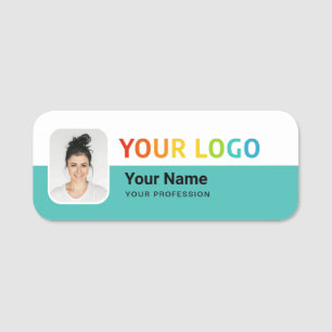 Étiquette nominative pour employé avec logo et pho