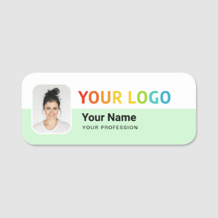 Étiquette nominative pour employé avec logo et pho