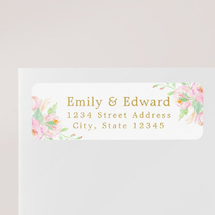 Étiquette Noms de couple de pivoine aquarelle Adresse blanch