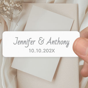 Étiquette Noms de Couple Modernes & Date de Mariage - Argent