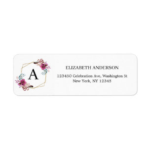 Étiquette Noms des monogrammes géométriques floraux de Bourg
