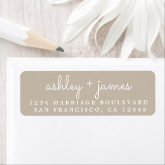 Étiquette Noms élégants Shiitake Grey Mariage Adresse de ret