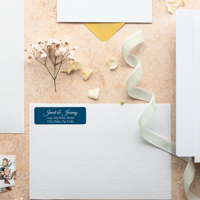 Étiquette Noms stylisés bleu turquoise Mariage Adresse de re (In Situ Wedding)