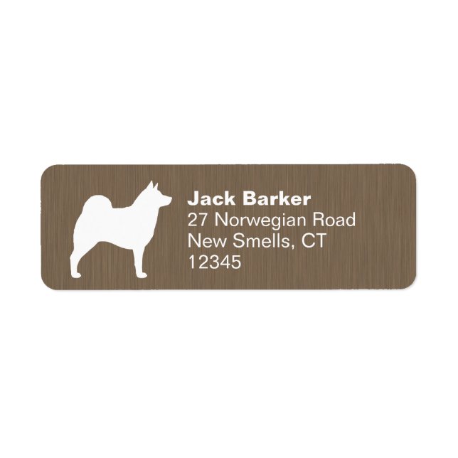 Étiquette Norvégien Elkhound Dog Silhouette Adresse de retou (Devant)