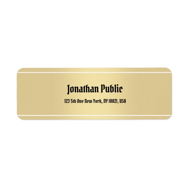 Étiquette Nostalgic Classic Calligraphie Texte Modèle Or (Devant)