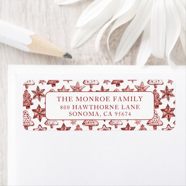 Étiquette Nostalgic Vintage Red Christmas Cookies (En situation)