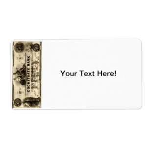 Étiquette Note de 50 dollars Cochituate 1853