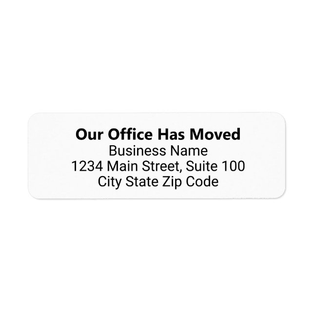 Étiquette Notre bureau a déménagé Changement d'adresse (Devant)