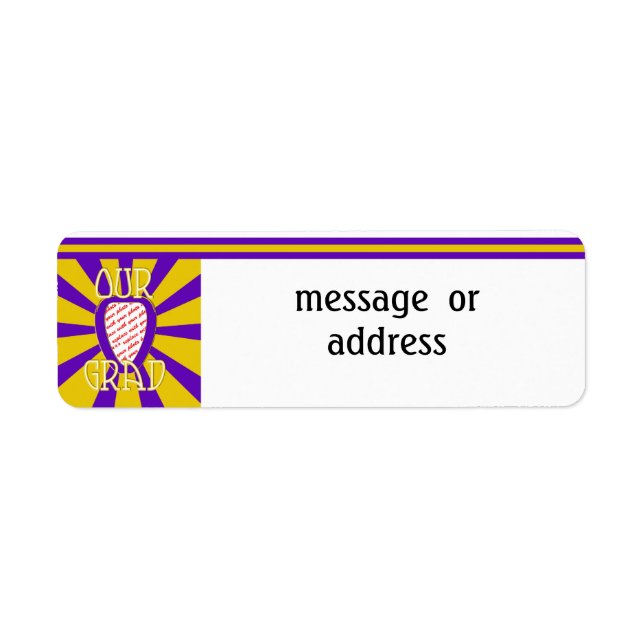 Étiquette NOTRE GRAD Couleurs École Purple&Gold 'ZOOM' Cadre (Devant)