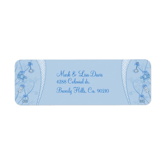 Étiquette Notre Nouvelle Ajout En Teintes Bleues (Devant)