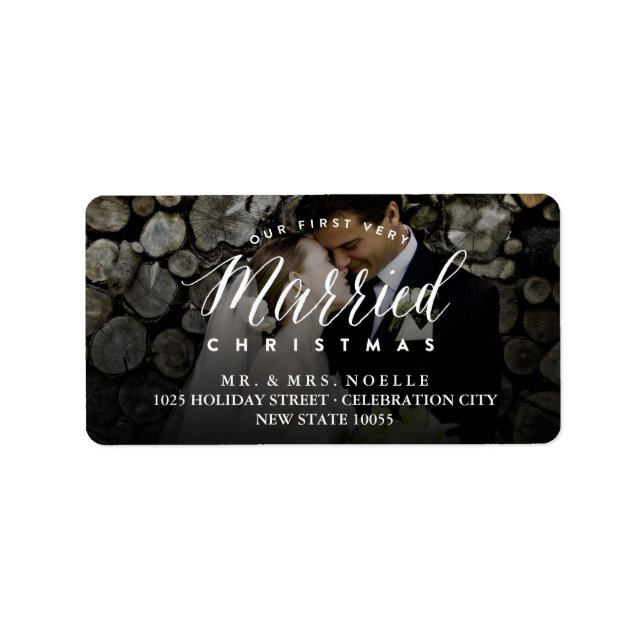Étiquette Notre premier Noël très marié Mr & Mrs Mariage (Devant)