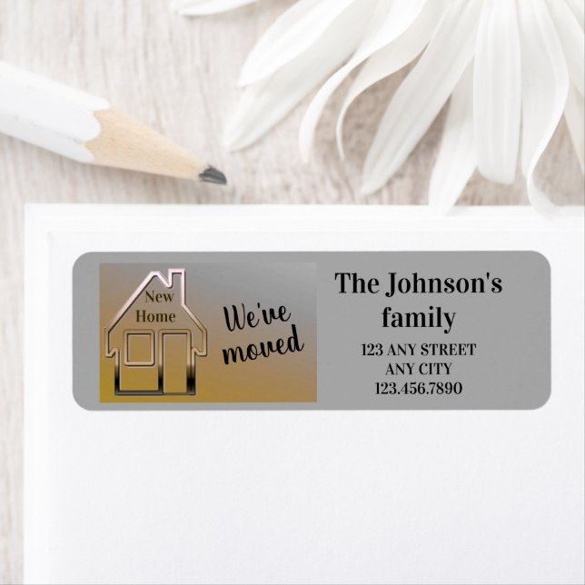 Étiquette Nous avons déménagé, une nouvelle maison, (En situation)