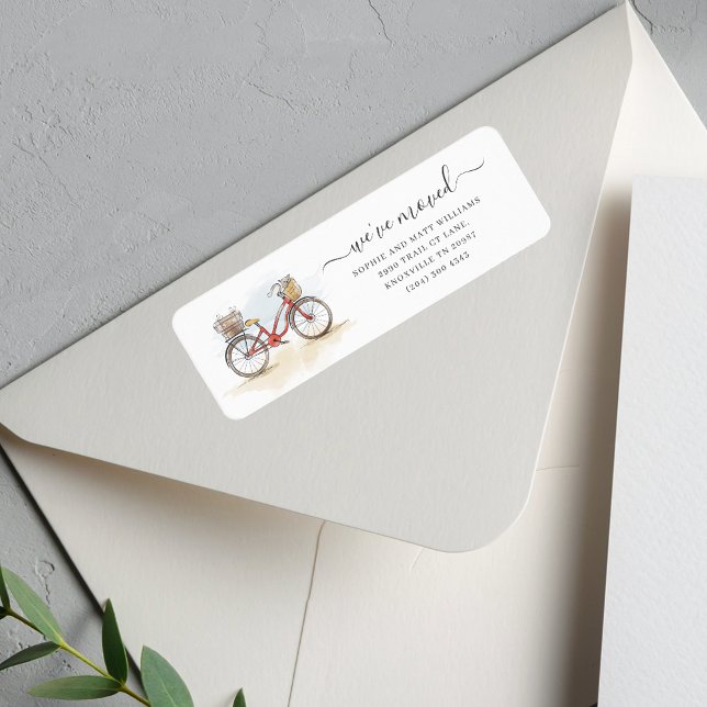 Étiquette Nous avons déplacé Boho Chic Moving Adresse de ret (We Have Moved Moving Announcement Bike Return Address Label)