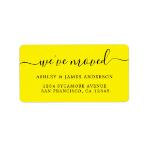 Étiquette Nous avons déplacé Bright Yellow New Address étiqu