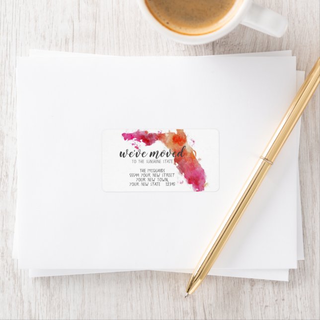 Étiquette Nous avons déplacé l'aquarelle Floride État (En situation)